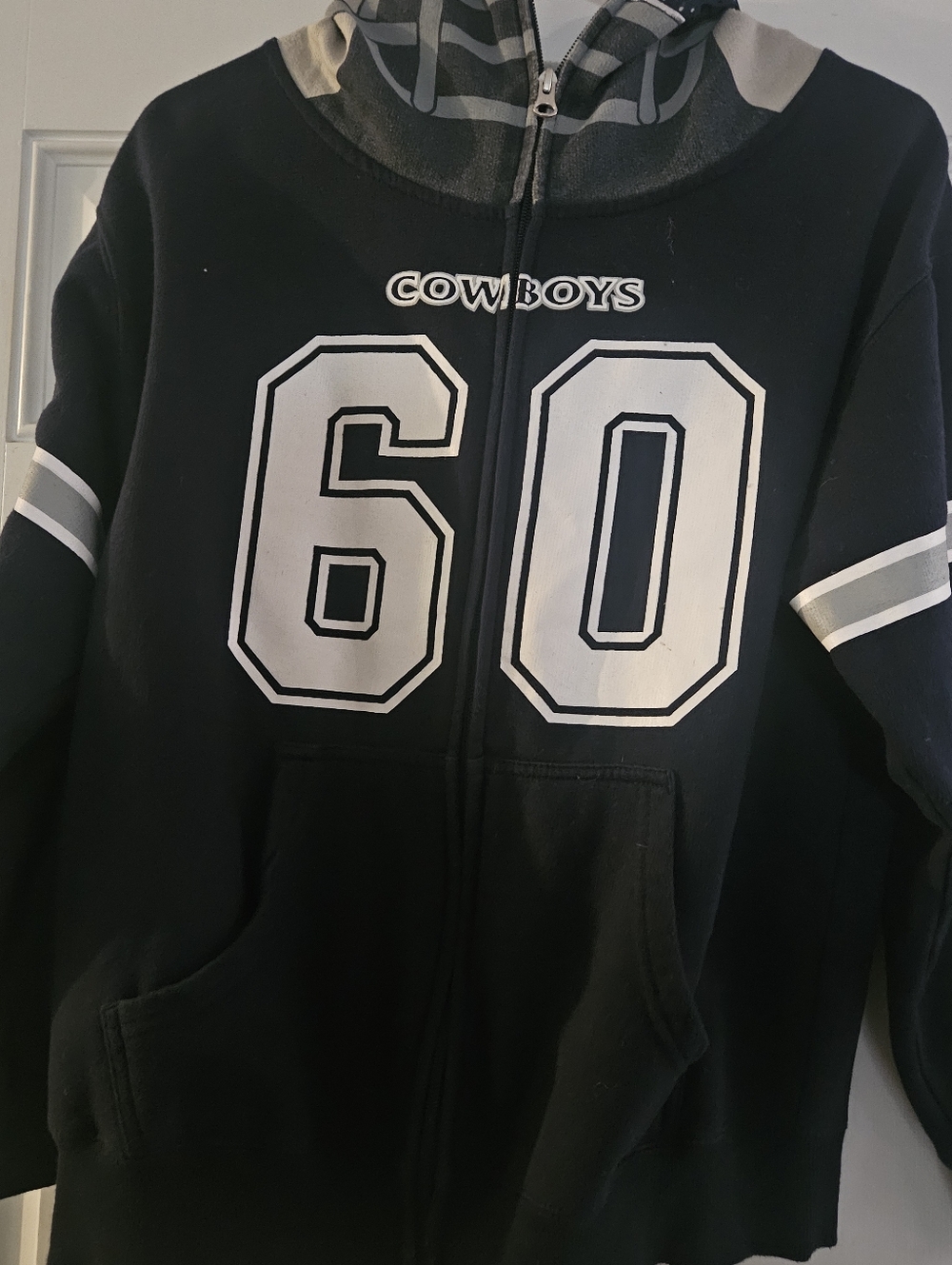 NFL Dallas Cowboys Authentic Pullover Hoodie in Navy & White.kids XL LADIES SM